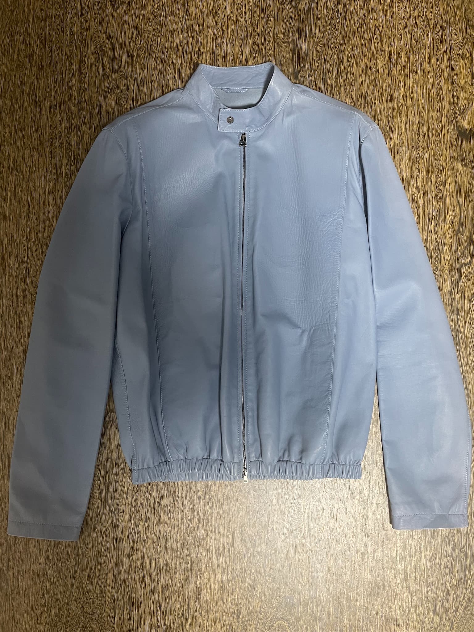 グッチ 1999年春夏 スカイブルー シングルライダース レザーブルゾン