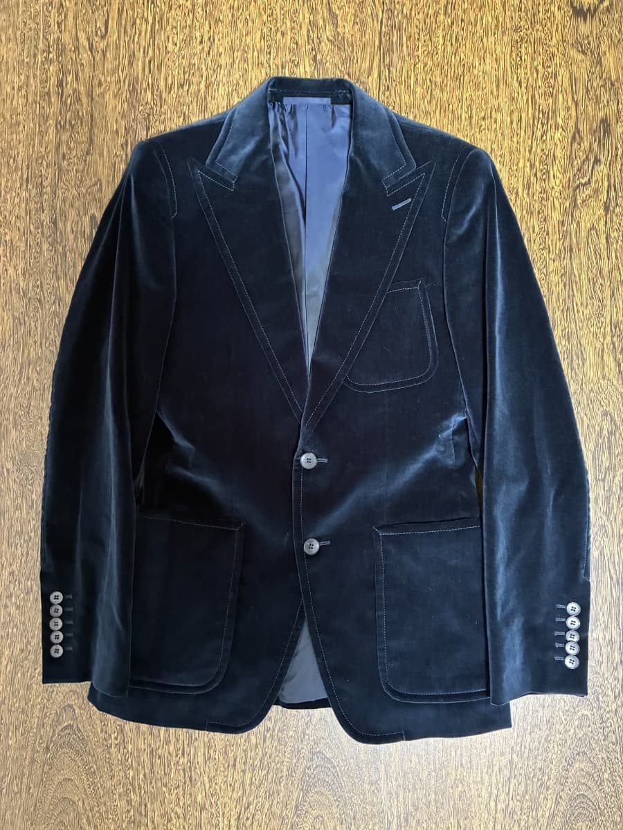 グッチ 2006-07年秋冬 ネイビーブルー ベルベット ジャケット